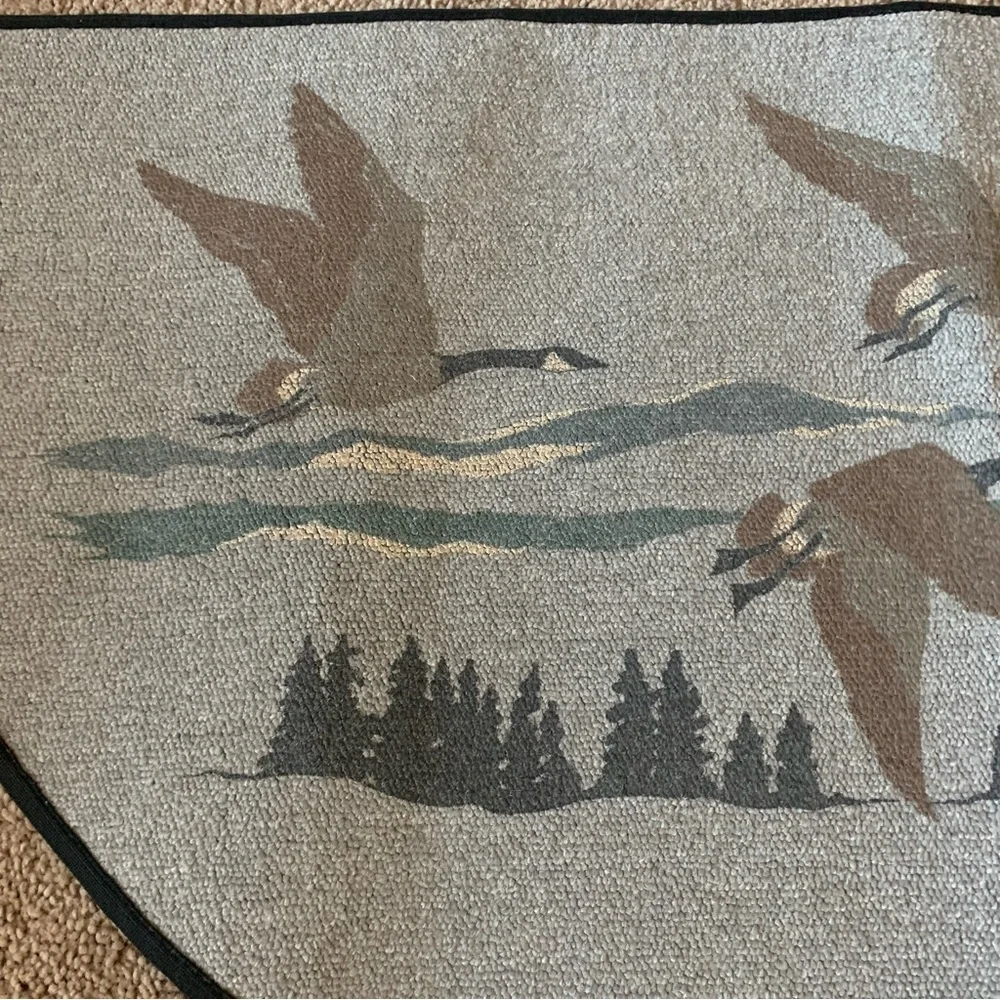 Vintage large gray flying geese bird nature decorative half moon door mat rug